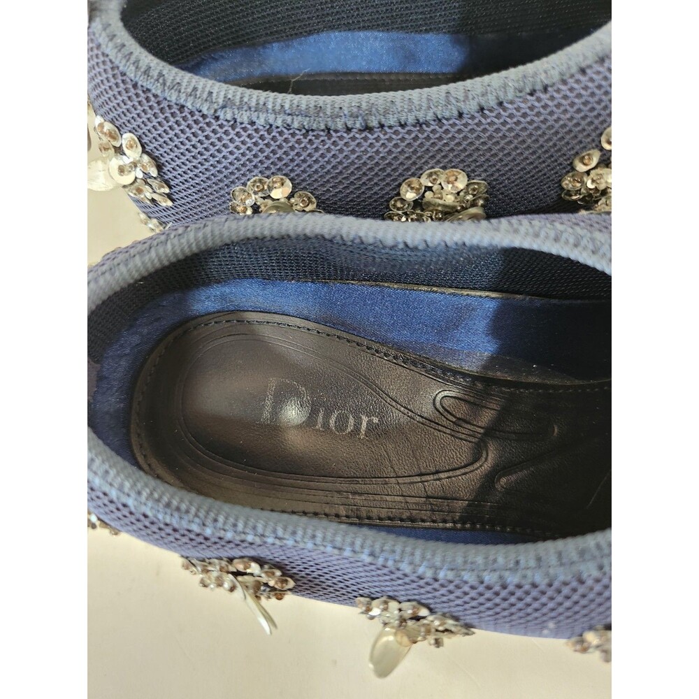 Dior Navy Blue Mesh Fusion Embellished Slip On Sneakers Size 38 With Box - Picture 8 of 10